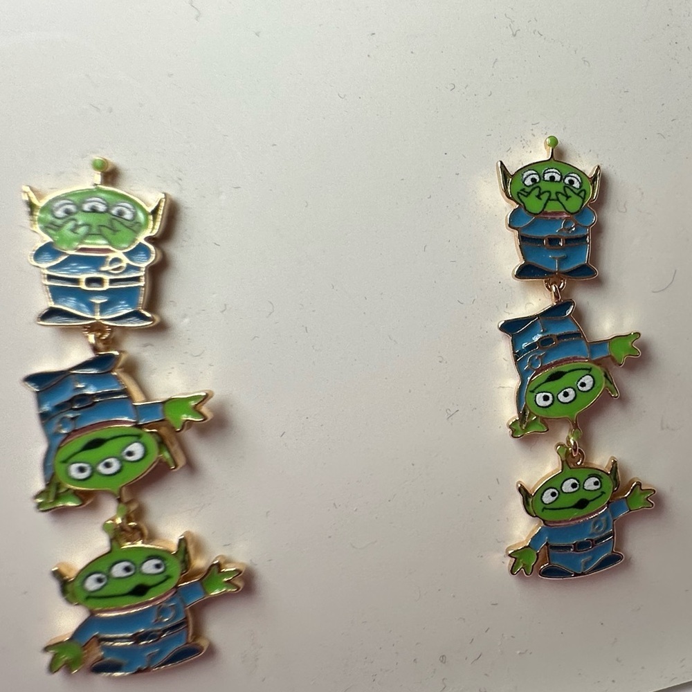 BaubleBar Pixar Disney Toy Story Alien Green Men dangle earrings NIB - Picture 5 of 5